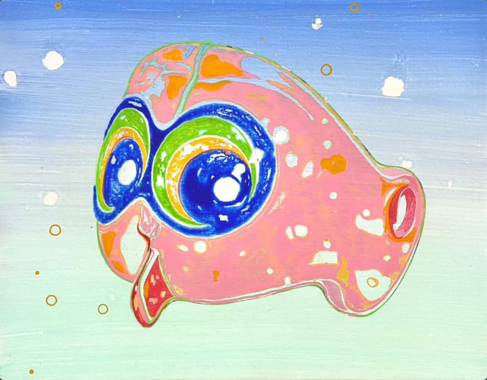 王亮尹_波幾的小魚 Poki’s Little Fish_壓克力顏料、畫布_27×35cm_2025