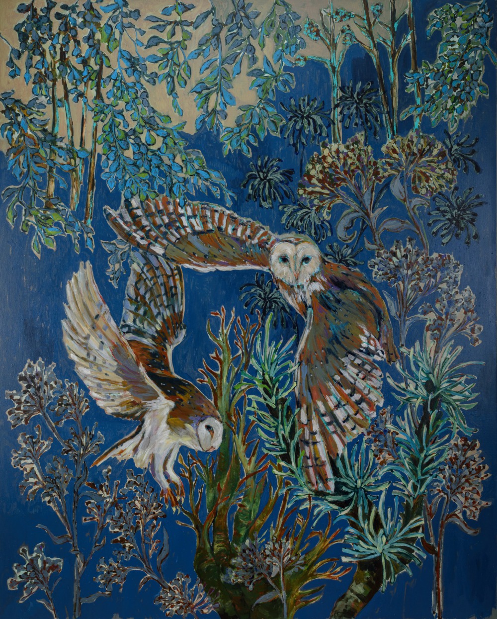 林瑩真_Owls_160x130cm_壓克力彩、色粉於畫布_2022