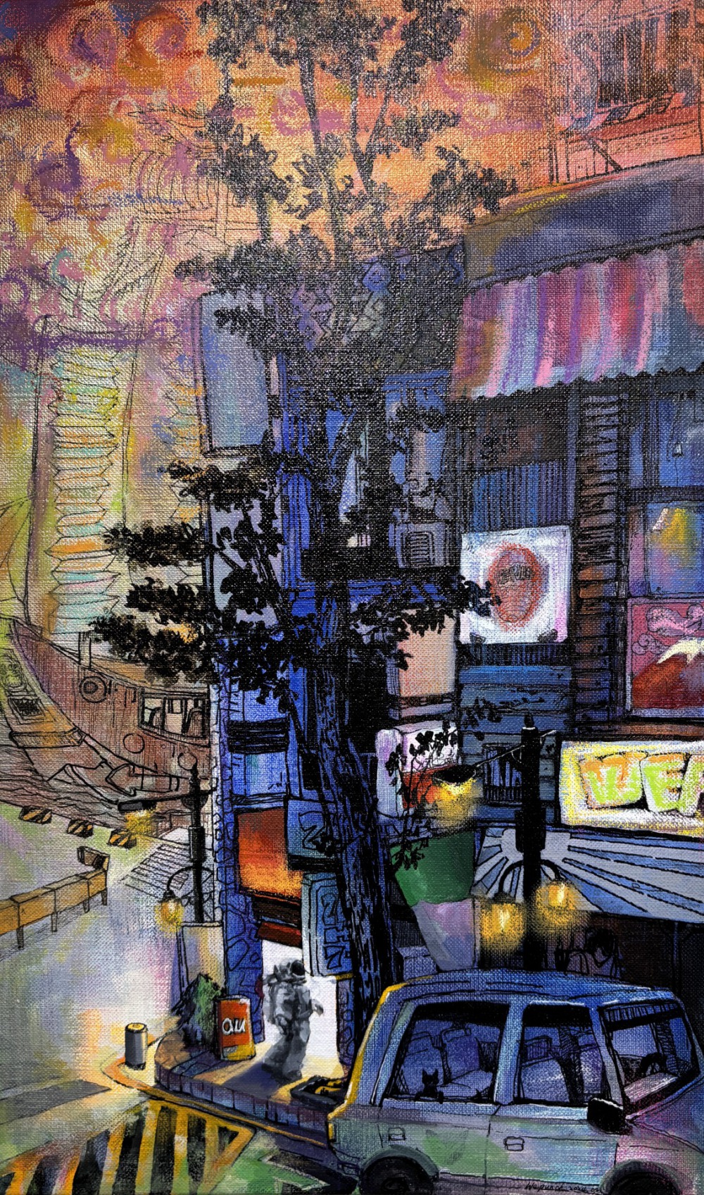 魏瑋廷_遠道而來_72.5x60.5cm_複合媒材_2024