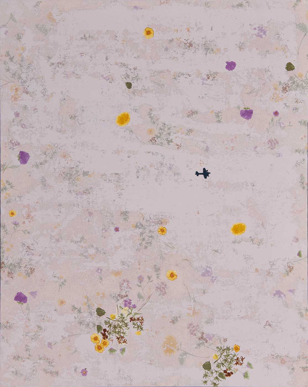 齊簡_後花園:同體_丙烯、花布、金屬、磁鐵_91x72.5cm_2025