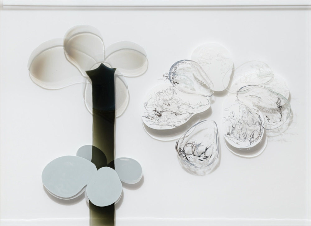 陳代如_花序000 Inflorescence000_壓克力顏料、壓克力墨水、鉛筆、炭筆、有機玻璃 Acrylic paint, acrylic ink, pencil and charcoal on perspex_66×91cm_2025