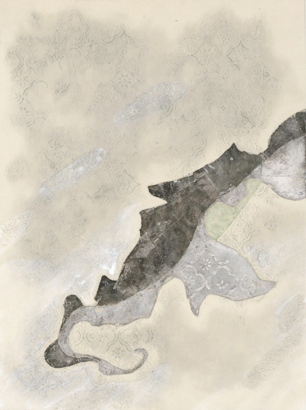 胡晴雯_蘊影_銀箔、礦物性顏料、硫磺、墨、紙_44x33_2023