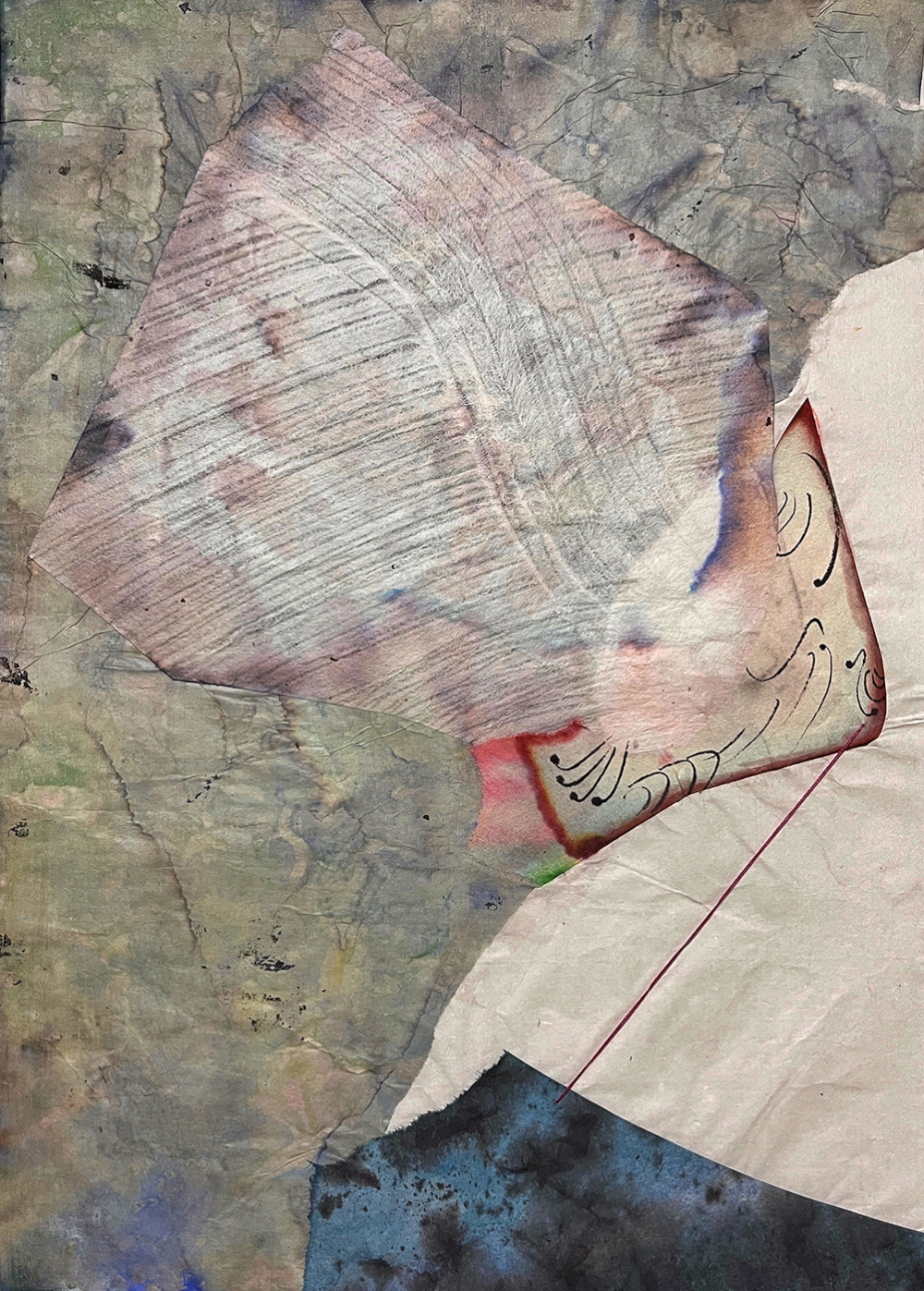 三井悠華_器的碎片_墨、膠彩、紙、水性筆、壓克力_45×35.5cm_2025