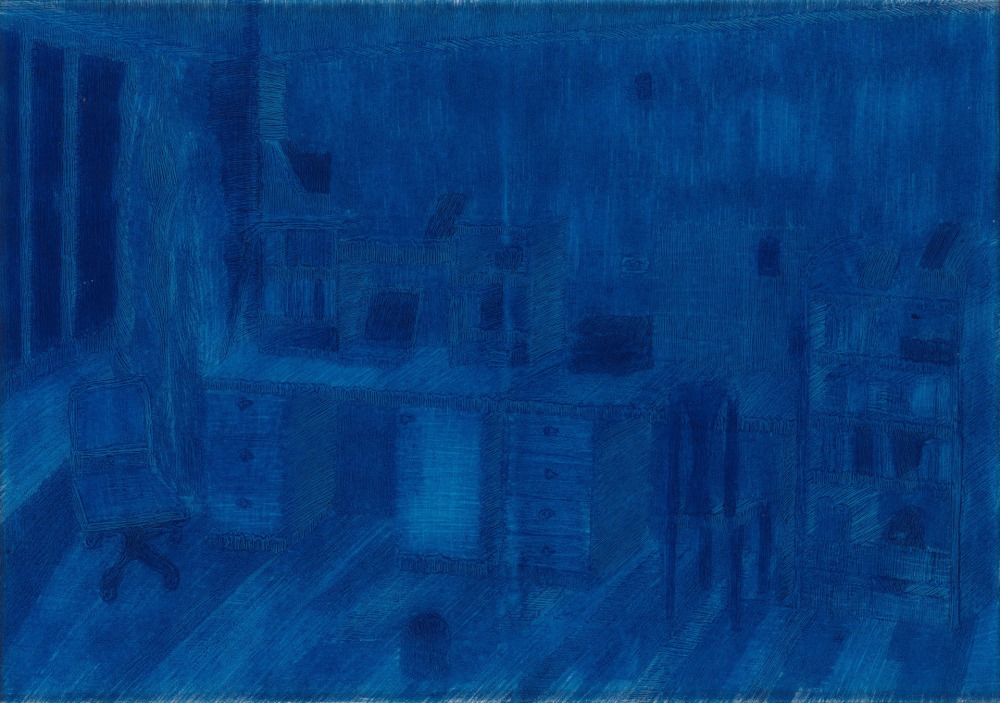 楊登麟  Room 04 (R) 21x29.7cm  複寫紙‧玻璃  2023